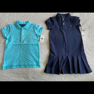 2 NWT Ralph Lauren girls dress/polo Size 5